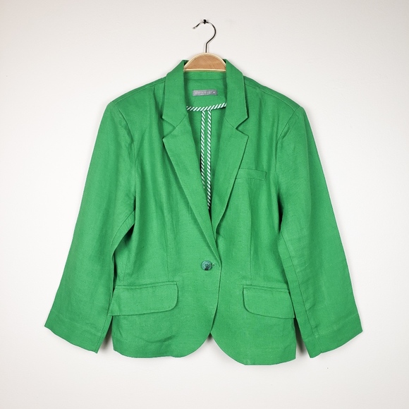 Olivia Moon Jackets & Blazers - Olivia Moon • 100% Linen Bright Green Blazer